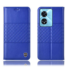 Funda de Cuero Cartera con Soporte Carcasa H07P para Oppo A38 Azul