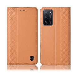 Funda de Cuero Cartera con Soporte Carcasa H07P para Oppo A53s 5G Naranja