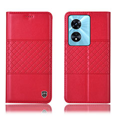 Funda de Cuero Cartera con Soporte Carcasa H07P para Oppo A58 4G Rojo