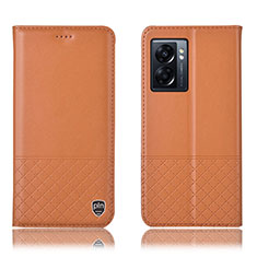 Funda de Cuero Cartera con Soporte Carcasa H07P para Oppo A77 5G Naranja