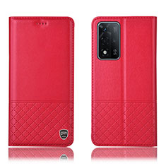 Funda de Cuero Cartera con Soporte Carcasa H07P para Oppo A93s 5G Rojo