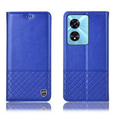 Funda de Cuero Cartera con Soporte Carcasa H07P para Oppo A98 5G Azul