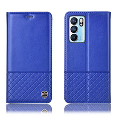 Funda de Cuero Cartera con Soporte Carcasa H07P para Oppo Reno6 5G Azul