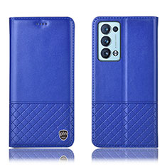 Funda de Cuero Cartera con Soporte Carcasa H07P para Oppo Reno6 Pro 5G Azul