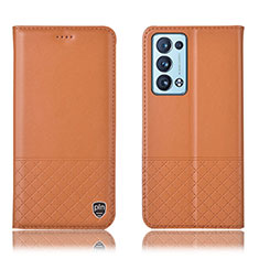 Funda de Cuero Cartera con Soporte Carcasa H07P para Oppo Reno6 Pro 5G Naranja