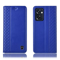 Funda de Cuero Cartera con Soporte Carcasa H07P para Oppo Reno7 SE 5G Azul