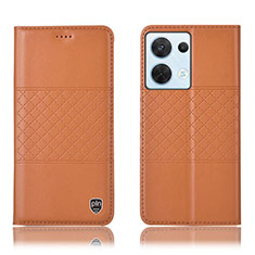 Funda de Cuero Cartera con Soporte Carcasa H07P para Oppo Reno8 5G Naranja