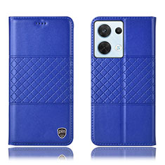 Funda de Cuero Cartera con Soporte Carcasa H07P para Oppo Reno9 Pro 5G Azul