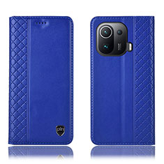 Funda de Cuero Cartera con Soporte Carcasa H07P para Xiaomi Mi 11 Pro 5G Azul