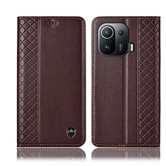 Funda de Cuero Cartera con Soporte Carcasa H07P para Xiaomi Mi 11 Pro 5G Marron