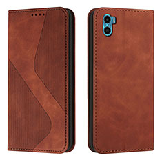 Funda de Cuero Cartera con Soporte Carcasa H07X para Motorola Moto E22S Marron