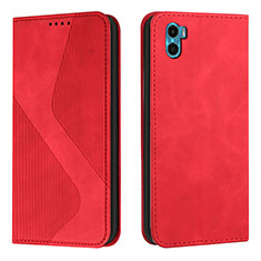 Funda de Cuero Cartera con Soporte Carcasa H07X para Motorola Moto E22S Rojo