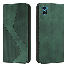 Funda de Cuero Cartera con Soporte Carcasa H07X para Motorola Moto E22S Verde