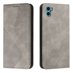 Funda de Cuero Cartera con Soporte Carcasa H07X para Motorola Moto E32 India Gris