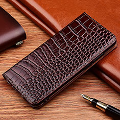 Funda de Cuero Cartera con Soporte Carcasa H08P para Apple iPhone 12 Marron