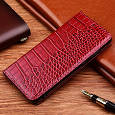 Funda de Cuero Cartera con Soporte Carcasa H08P para Huawei Honor 60 SE 5G Rojo