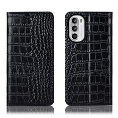 Funda de Cuero Cartera con Soporte Carcasa H08P para Motorola Moto Edge (2022) 5G Negro