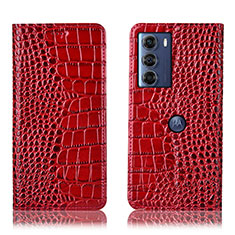 Funda de Cuero Cartera con Soporte Carcasa H08P para Motorola Moto G200 5G Rojo