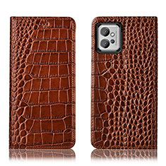 Funda de Cuero Cartera con Soporte Carcasa H08P para Motorola Moto G32 Marron Claro