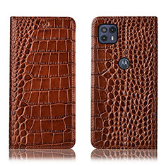 Funda de Cuero Cartera con Soporte Carcasa H08P para Motorola Moto G50 5G Marron Claro