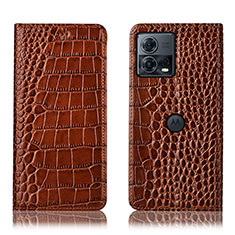 Funda de Cuero Cartera con Soporte Carcasa H08P para Motorola Moto S30 Pro 5G Marron Claro