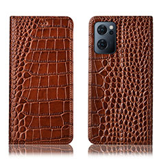 Funda de Cuero Cartera con Soporte Carcasa H08P para OnePlus Nord CE 2 5G Marron Claro