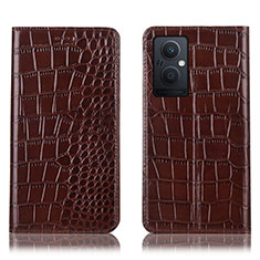 Funda de Cuero Cartera con Soporte Carcasa H08P para OnePlus Nord N20 5G Marron