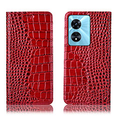 Funda de Cuero Cartera con Soporte Carcasa H08P para Oppo A1 5G Rojo