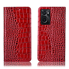 Funda de Cuero Cartera con Soporte Carcasa H08P para Oppo A36 Rojo