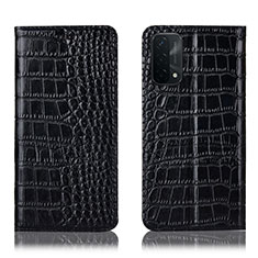 Funda de Cuero Cartera con Soporte Carcasa H08P para Oppo A54 5G Negro