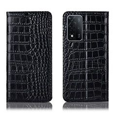 Funda de Cuero Cartera con Soporte Carcasa H08P para Oppo A93s 5G Negro