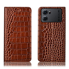 Funda de Cuero Cartera con Soporte Carcasa H08P para Oppo K10 5G Marron Claro