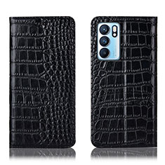 Funda de Cuero Cartera con Soporte Carcasa H08P para Oppo Reno6 5G Negro