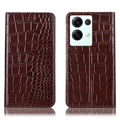 Funda de Cuero Cartera con Soporte Carcasa H08P para Oppo Reno8 Pro 5G Marron