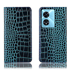 Funda de Cuero Cartera con Soporte Carcasa H08P para Oppo Reno8 T 5G Azul