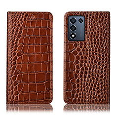 Funda de Cuero Cartera con Soporte Carcasa H08P para Realme 9 SE 5G Marron Claro