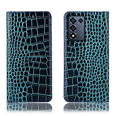 Funda de Cuero Cartera con Soporte Carcasa H08P para Realme Q3s 5G Azul