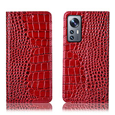 Funda de Cuero Cartera con Soporte Carcasa H08P para Xiaomi Mi 12 5G Rojo