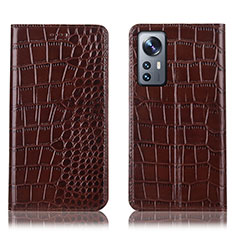 Funda de Cuero Cartera con Soporte Carcasa H08P para Xiaomi Mi 12 Lite 5G Marron