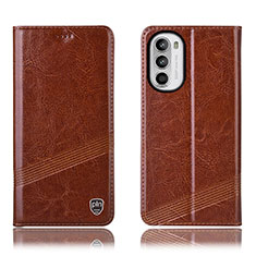 Funda de Cuero Cartera con Soporte Carcasa H09P para Motorola Moto Edge (2022) 5G Marron Claro