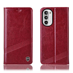 Funda de Cuero Cartera con Soporte Carcasa H09P para Motorola Moto Edge (2022) 5G Rojo