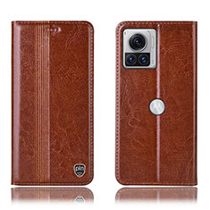 Funda de Cuero Cartera con Soporte Carcasa H09P para Motorola Moto Edge 30 Ultra 5G Marron Claro