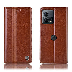 Funda de Cuero Cartera con Soporte Carcasa H09P para Motorola Moto Edge S30 Pro 5G Marron Claro