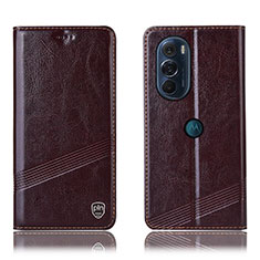 Funda de Cuero Cartera con Soporte Carcasa H09P para Motorola Moto Edge X30 5G Marron