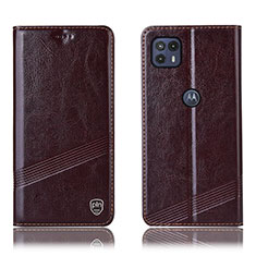 Funda de Cuero Cartera con Soporte Carcasa H09P para Motorola Moto G50 5G Marron