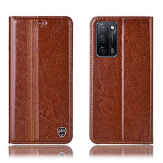 Funda de Cuero Cartera con Soporte Carcasa H09P para Oppo A55 5G Marron Claro