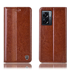 Funda de Cuero Cartera con Soporte Carcasa H09P para Oppo A56S 5G Marron Claro