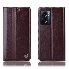 Funda de Cuero Cartera con Soporte Carcasa H09P para Oppo A77 5G Marron