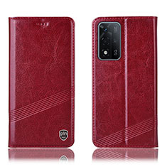 Funda de Cuero Cartera con Soporte Carcasa H09P para Oppo A93s 5G Rojo