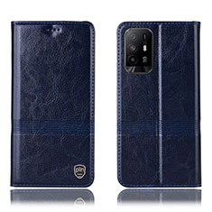 Funda de Cuero Cartera con Soporte Carcasa H09P para Oppo A95 5G Azul